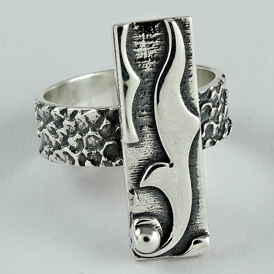 925 Solid Sterling Silver Jewelry Band Geometric Ring Handmade Jewelry Z2