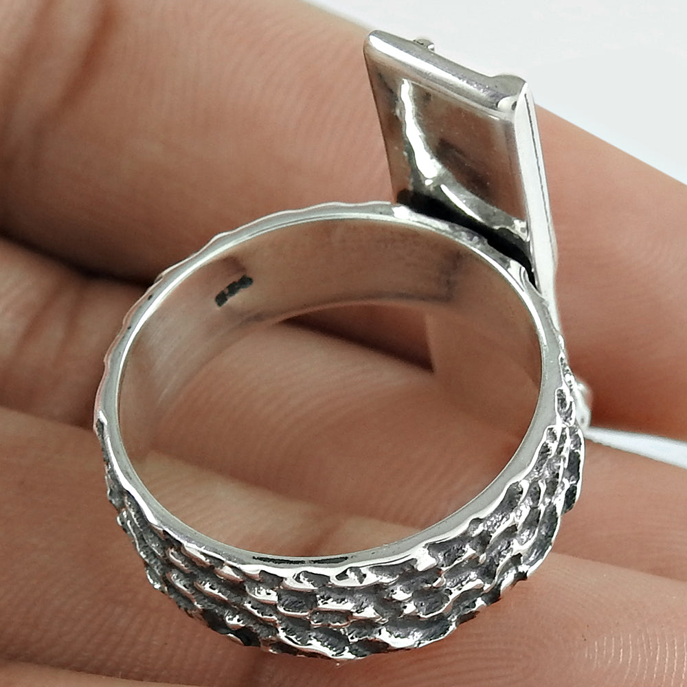 925 Solid Sterling Silver Jewelry Band Geometric Ring Handmade Jewelry Z2