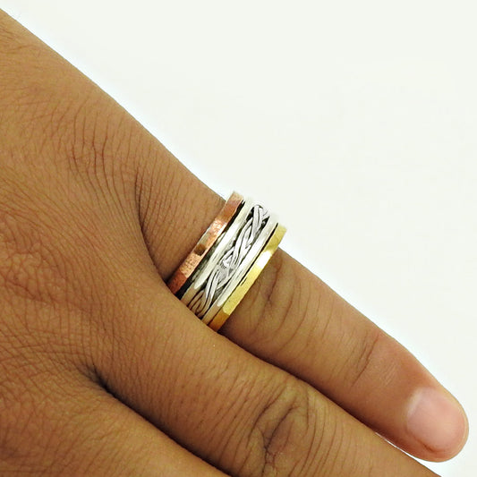 Solid 925 Sterling Silver Handmade Spinner Ring Band Jewelry B4