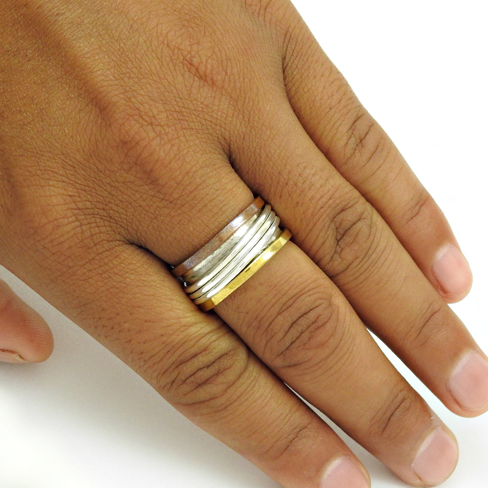 Solid 925 Sterling Silver Handmade Spinner Ring Band Jewelry B5