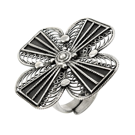 925 Solid Sterling Silver Indian Artisan Statement Ring Jewelry