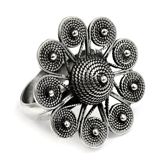 925 Sterling Silver Flower Ring Handcrafted Band Jewelry