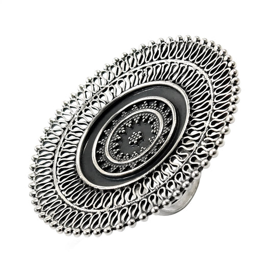 Statement Antique Filigree Ring 925 Solid Sterling Silver Jewelry