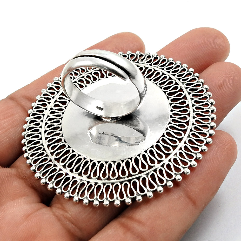 Statement Antique Filigree Ring 925 Solid Sterling Silver Jewelry