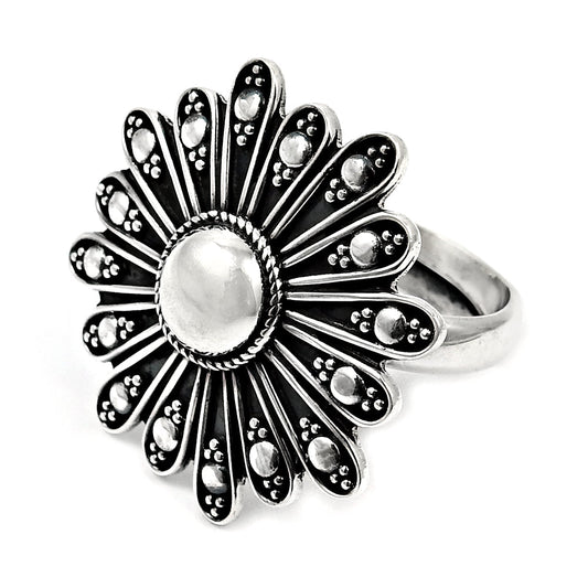 Cocktail Flower Ring 925 Solid Sterling Silver Handmade Indian Jewelry