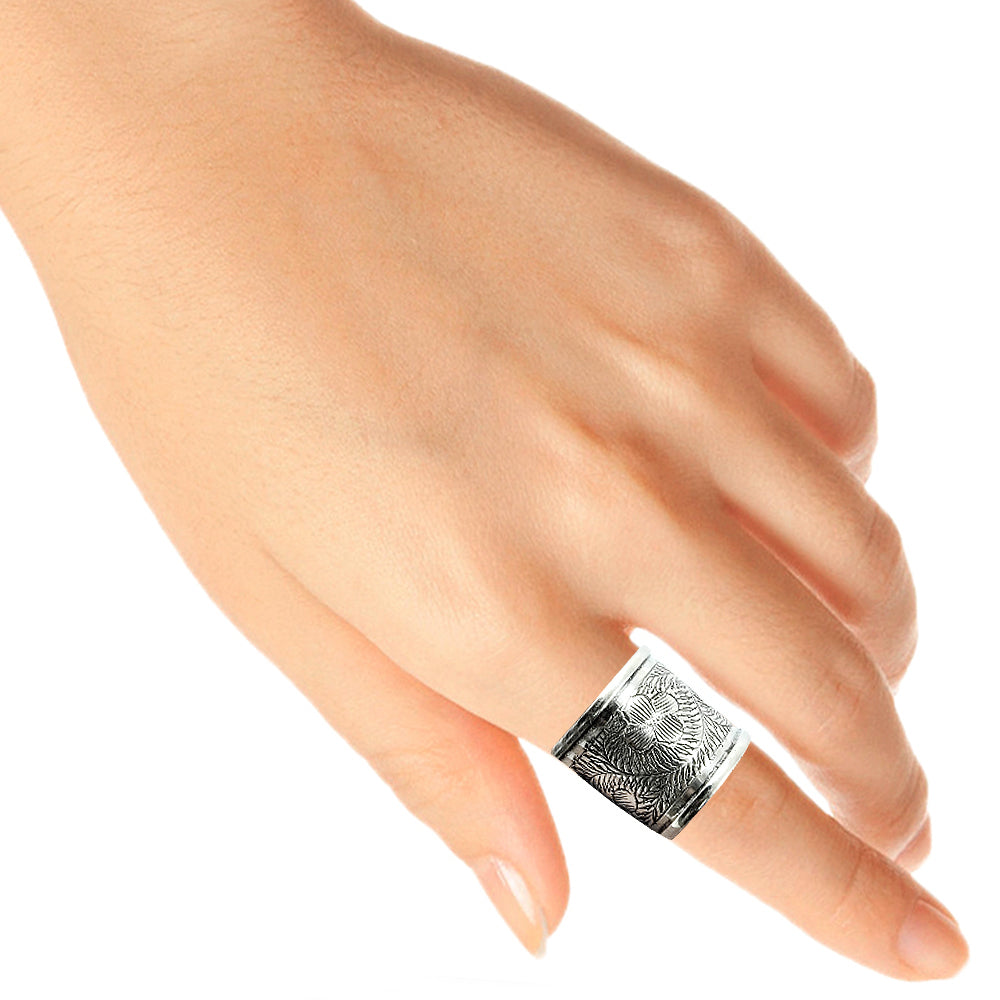 Handmade Indian 925 Solid Sterling Silver Engraved Ring