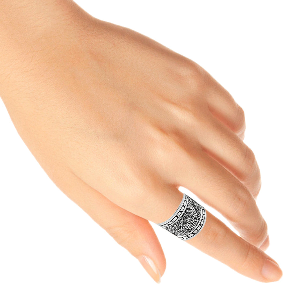 Solid 925 Sterling Silver Statement Band Ring B3