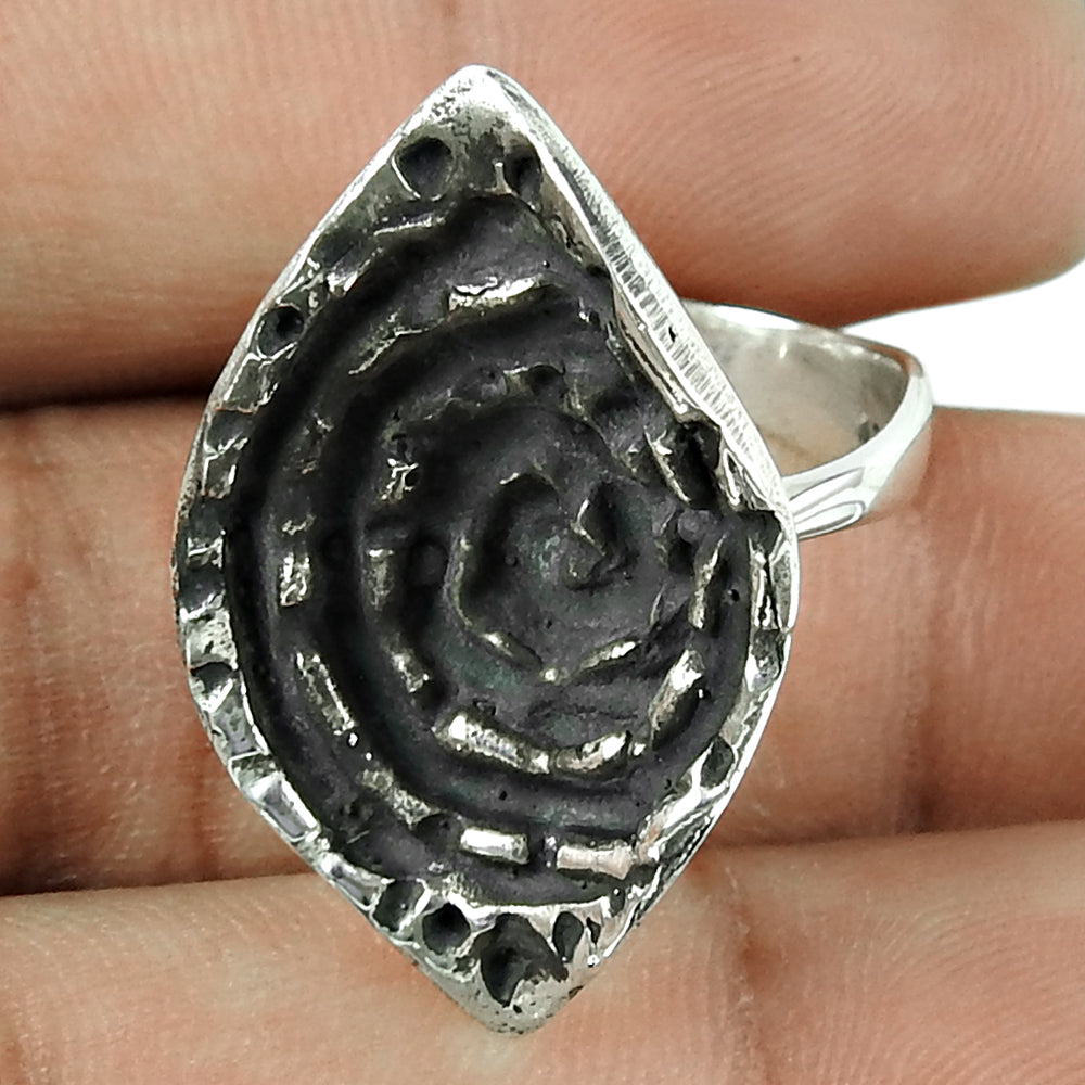 Handmade Vintage 925 Silver Ring Oxidized Artisan Statement Gift