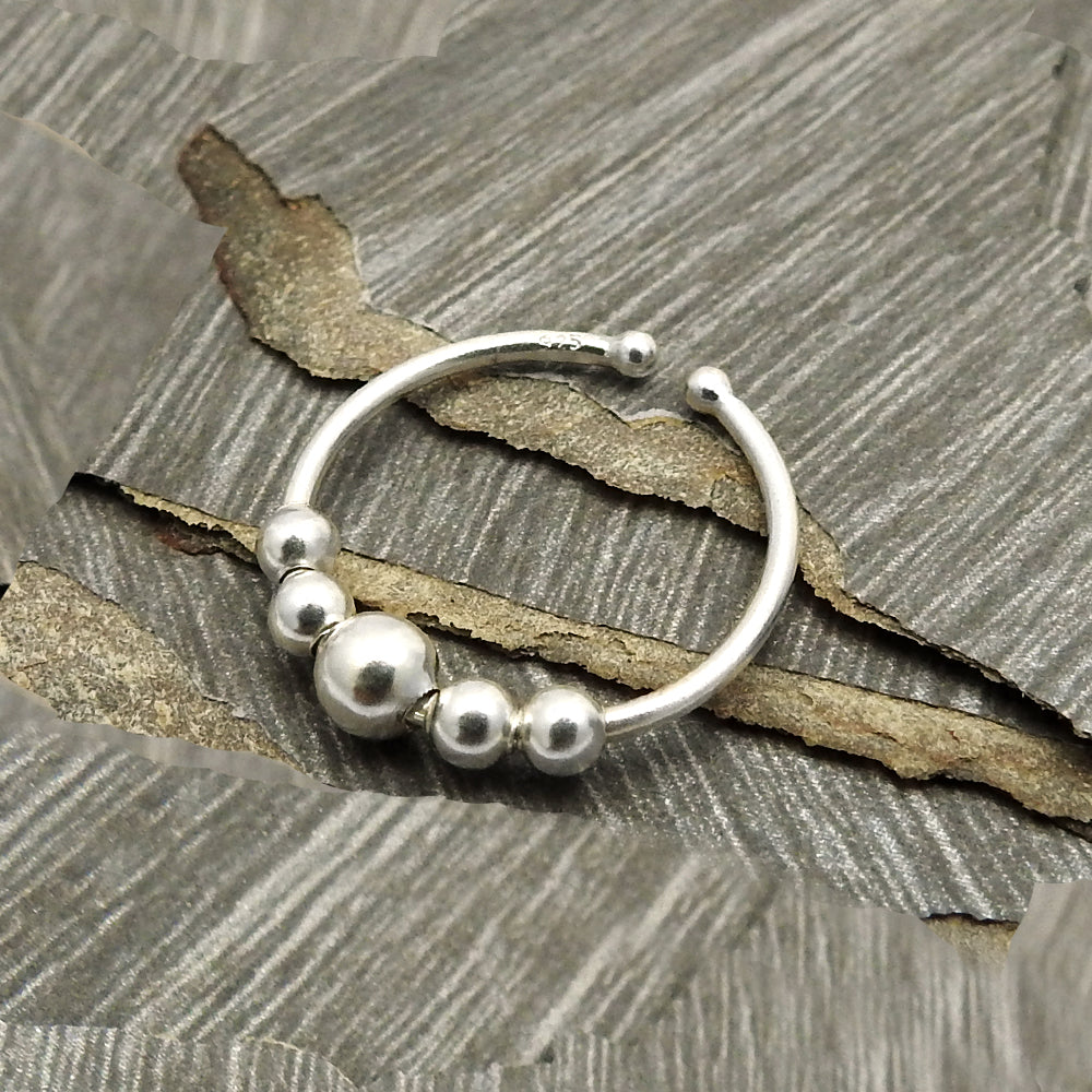 Solid 925 Sterling Silver Spinning Balls Ring Handmade Band