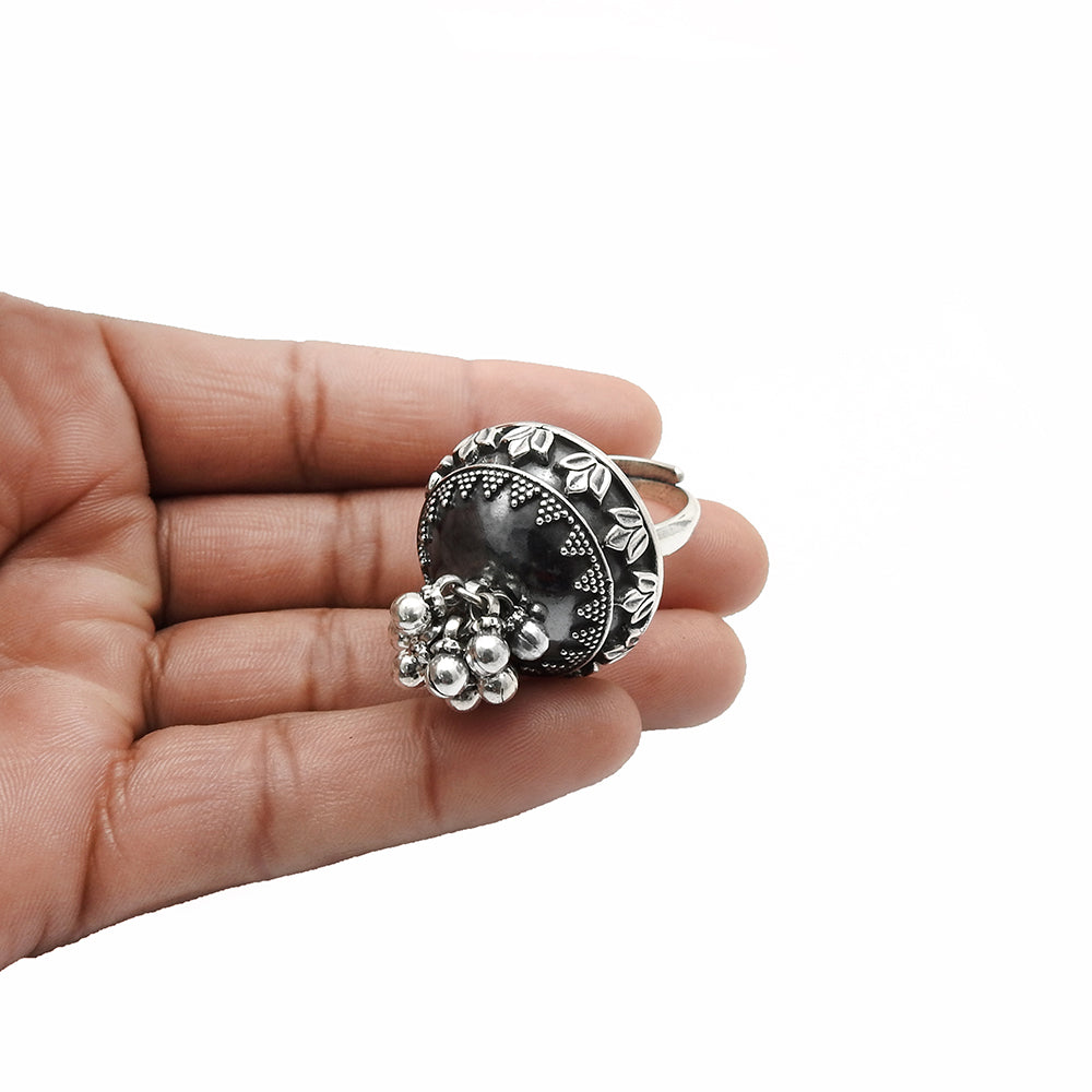 Antique Look Ring Oxidized 925 Solid Sterling Silver Adjustable Jewelry V77