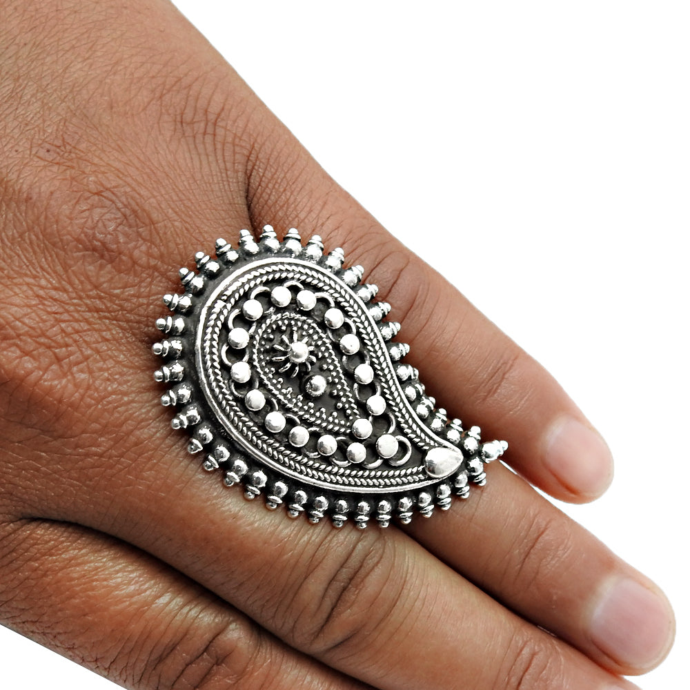 925 Solid Sterling Silver Antique Look Statement Ring H9