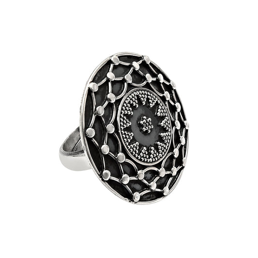Solid 925 Sterling Oxidized Silver Artisan Ring