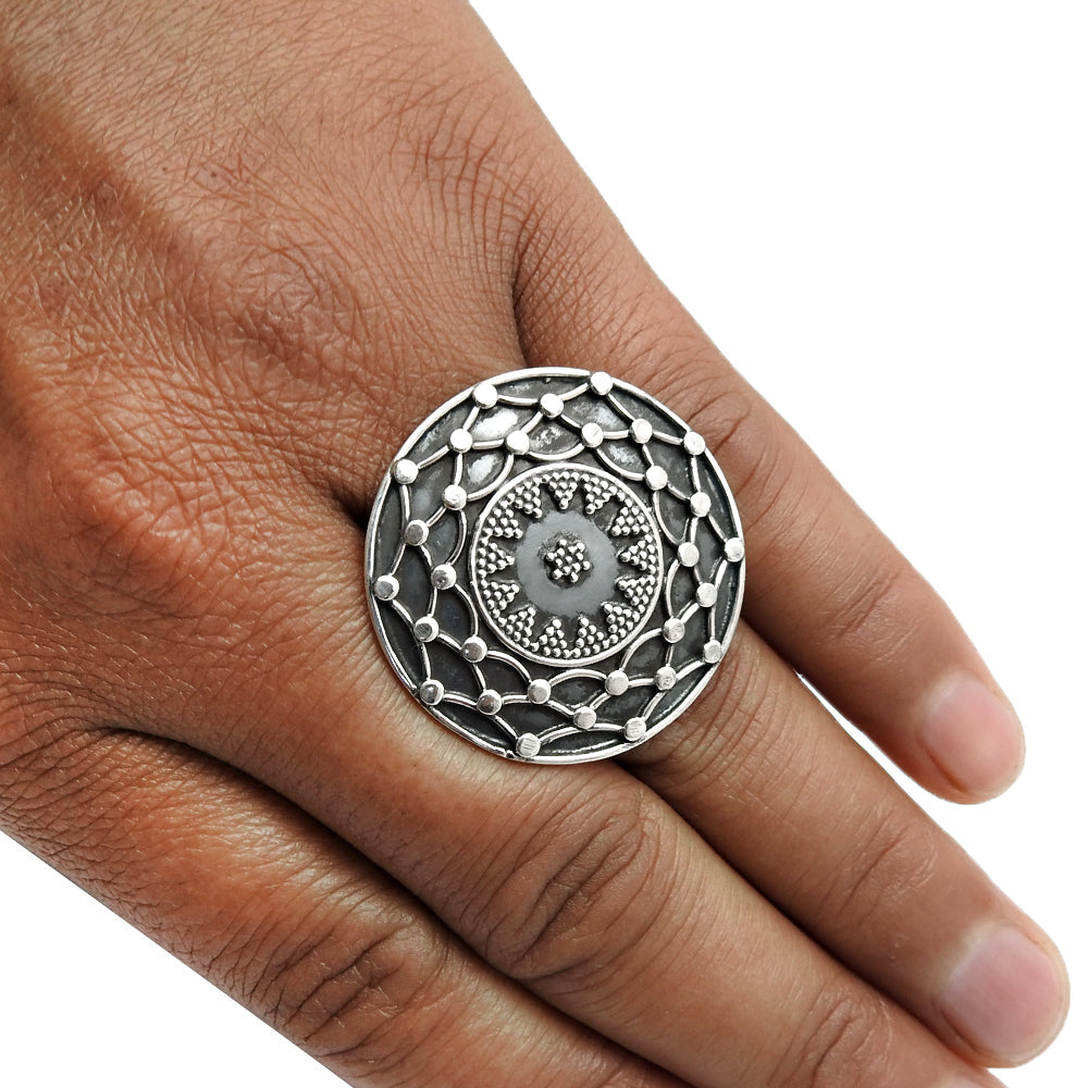 Solid 925 Sterling Oxidized Silver Artisan Ring
