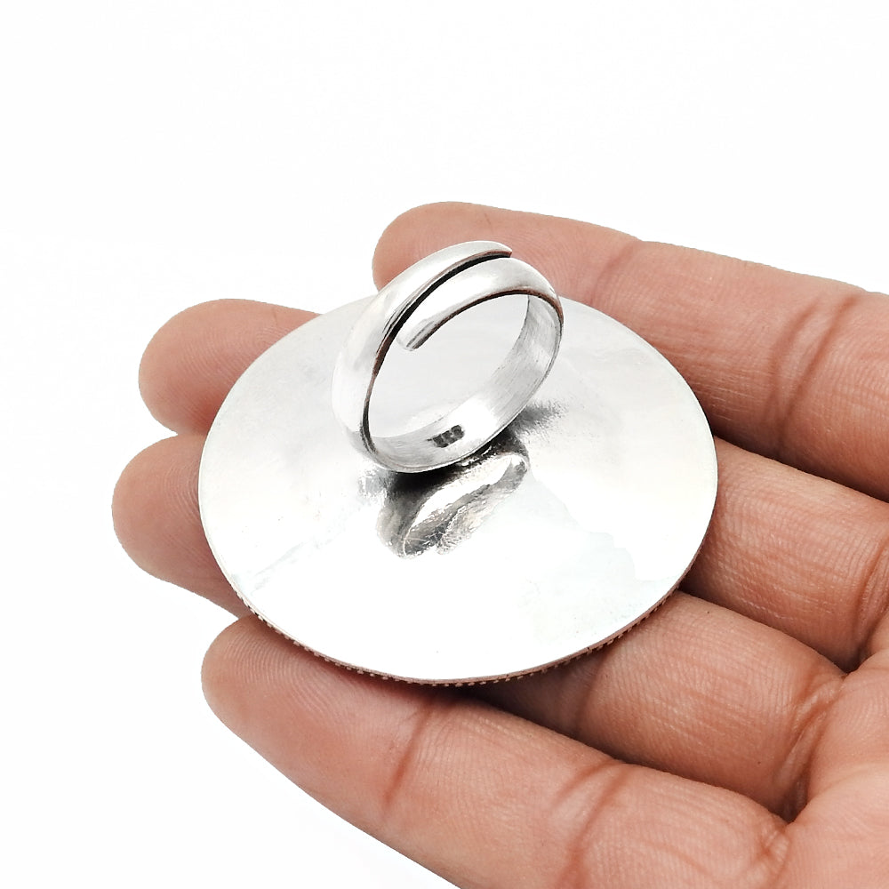 925 Solid Sterling Silver Indian Artisan Cocktail Ring