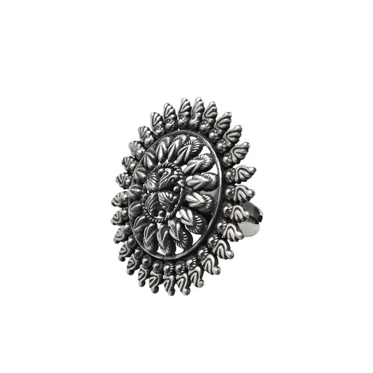Indian Artisan Statement Ring 925 Solid Sterling Silver Jewelry