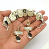 Natural Agate Slice 925 Silver Earrings Bracelet