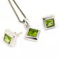 Natural Peridot Gemstone 925 Silver Earrings Pendant Set