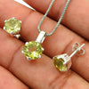 Natural Lemon Topaz 925 Silver Earrings Pendant Set