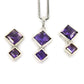 Natural Amethyst Gemstone Sterling Silver Earrings Pendant Set