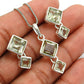 Natural Green Amethyst 925 Sterling Silver Earrings Pendant Set