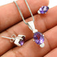 925 Sterling Silver Natural Amethyst Earrings Pendant Set
