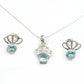 Blue Topaz Earrings Necklace Set 925 Silver Wedding Gift Jewelry