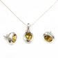 925 Sterling Silver Citrine Gemstone Earrings Necklace Set