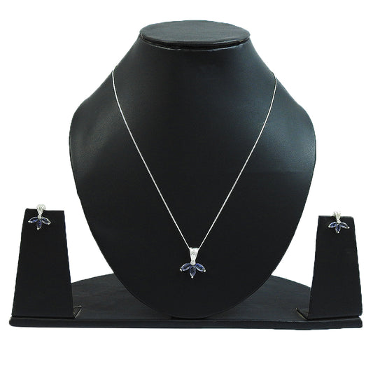 Natural Iolite Gemstone 925 Silver Earrings Necklace Set