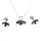 Natural Iolite Gemstone 925 Silver Earrings Necklace Set