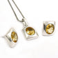 925 Sterling Silver Citrine Gemstone Earrings Pendant Set