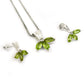 925 Silver Peridot Earrings Pendant Women Gift Jewelry Set