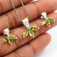 925 Silver Peridot Earrings Pendant Women Gift Jewelry Set