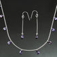 Dainty Amethyst CZ Necklace Earrings Set 925 Sterling Silver Gift