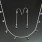 Dainty Amethyst CZ Necklace Earrings Set 925 Sterling Silver Gift