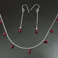 Handcrafted 925 Sterling Silver Ruby CZ Earrings Necklace Set