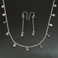 Wedding Gift Jewelry 925 Silver Pink CZ Earrings Necklace Set