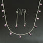 Wedding Gift Jewelry 925 Silver Pink CZ Earrings Necklace Set