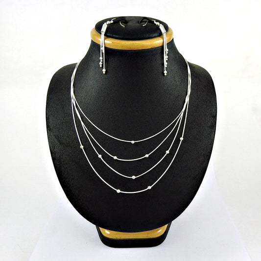 Solid 925 Sterling Silver Earrings Necklace Set