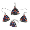 Vintage Inspired Lapis Lazuli Coral Sterling Silver Jewelry Set