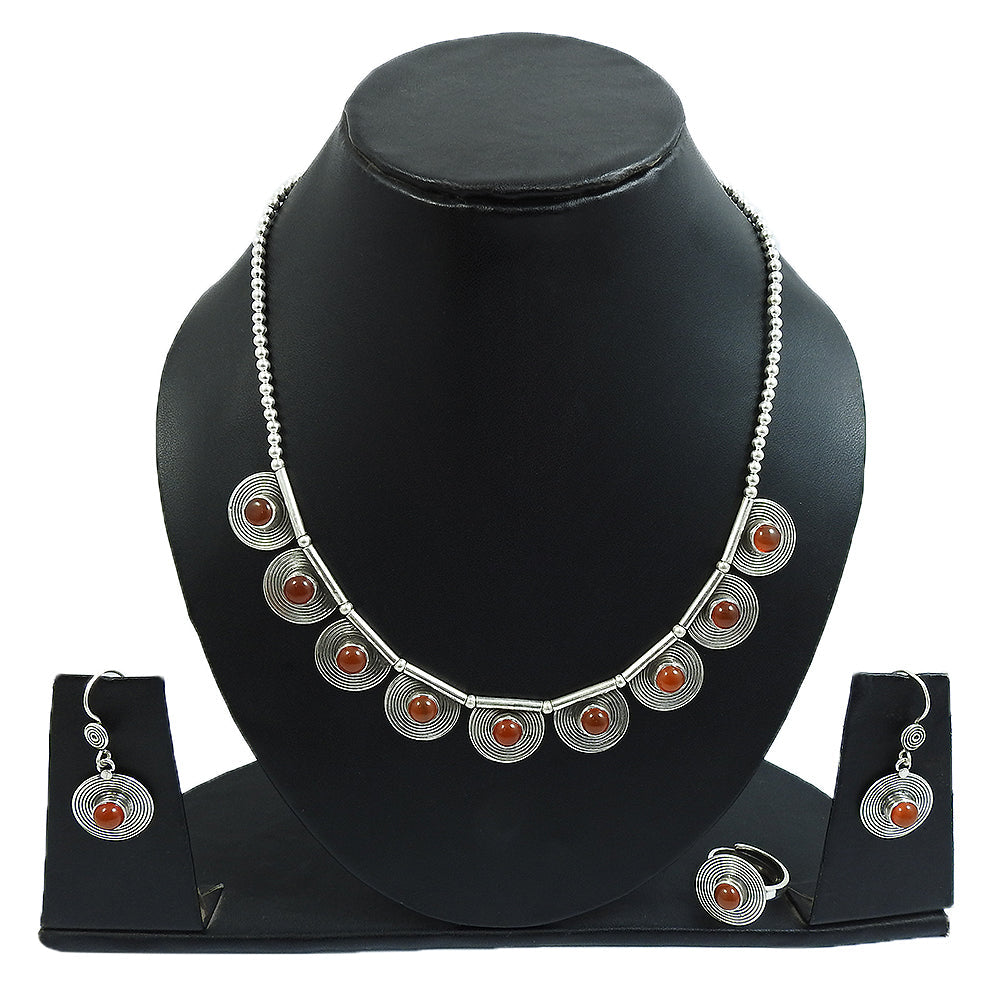 Classic 925 Silver Carnelian Gemstone Jewelry Set Perfect Gift for Women Girls