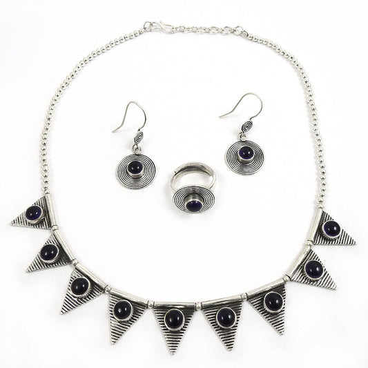 Effortless Beauty Genuine Amethyst Gemstone 925 Silver Jewelry Set