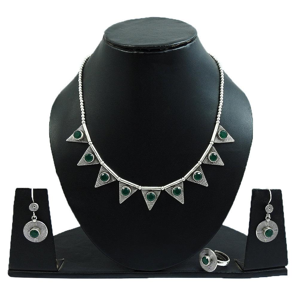 Vintage Inspired Green Onyx 925 Sterling Silver Jewelry Set A Touch of Grace