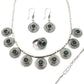 Natural Green Onyx 925 Sterling Silver Earrings Necklace Ring Set