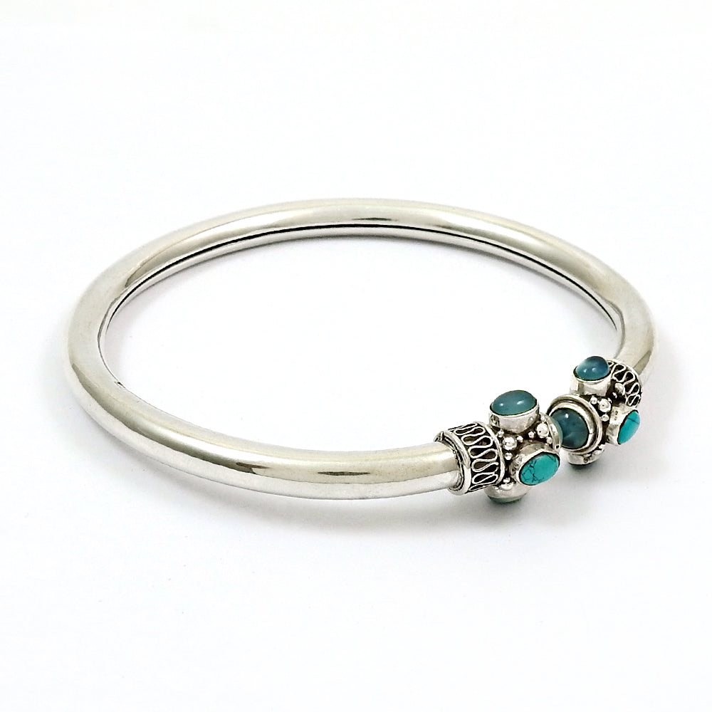 Turquoise Chalcedony Gemstone Delicate 925 Sterling Silver Anklets