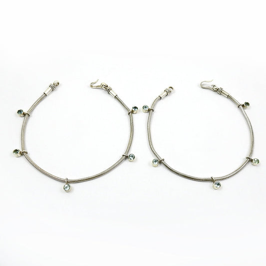 Blue Topaz Anklets 925 Sterling Silver Minimalist Jewelry