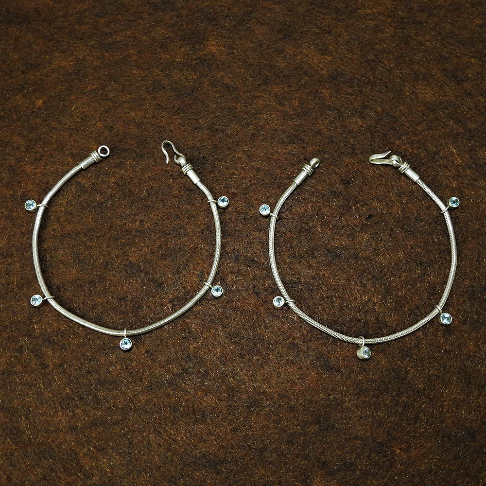 Blue Topaz Anklets 925 Sterling Silver Minimalist Jewelry