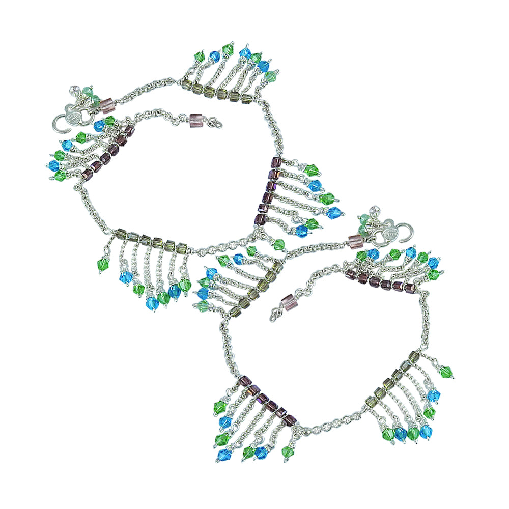 Vintage Inspired Oxidized Silver Elegant Anklets