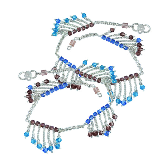 Traditional Indian Oxidized Silver Anklets Handmade Ethnic Jewelry