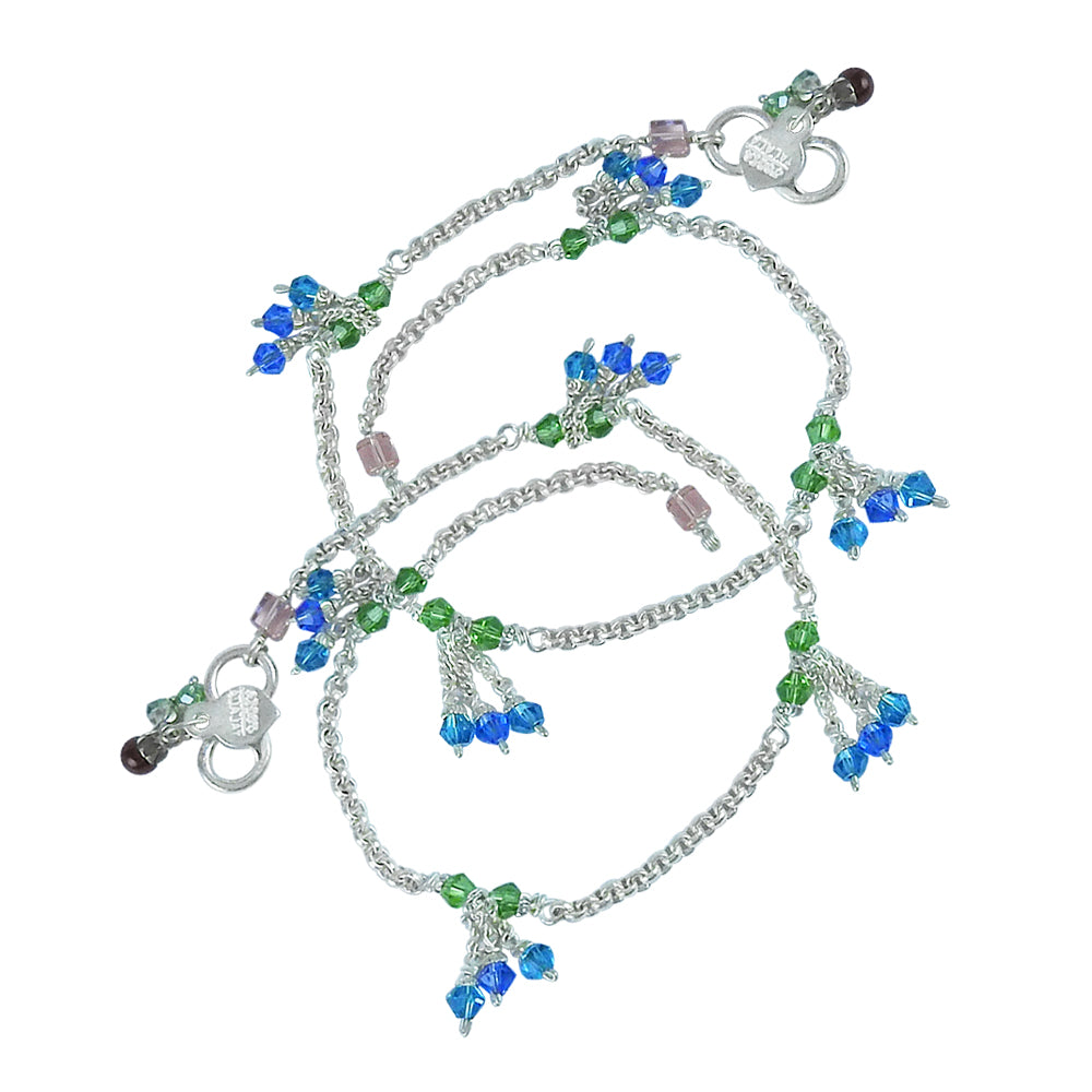 Oxidized Floral Sterling Silver Anklets