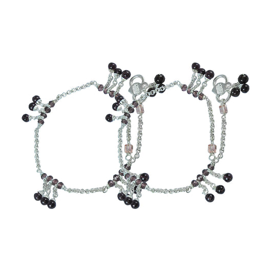 Boho Chic Oxidized Sterling Silver Anklets